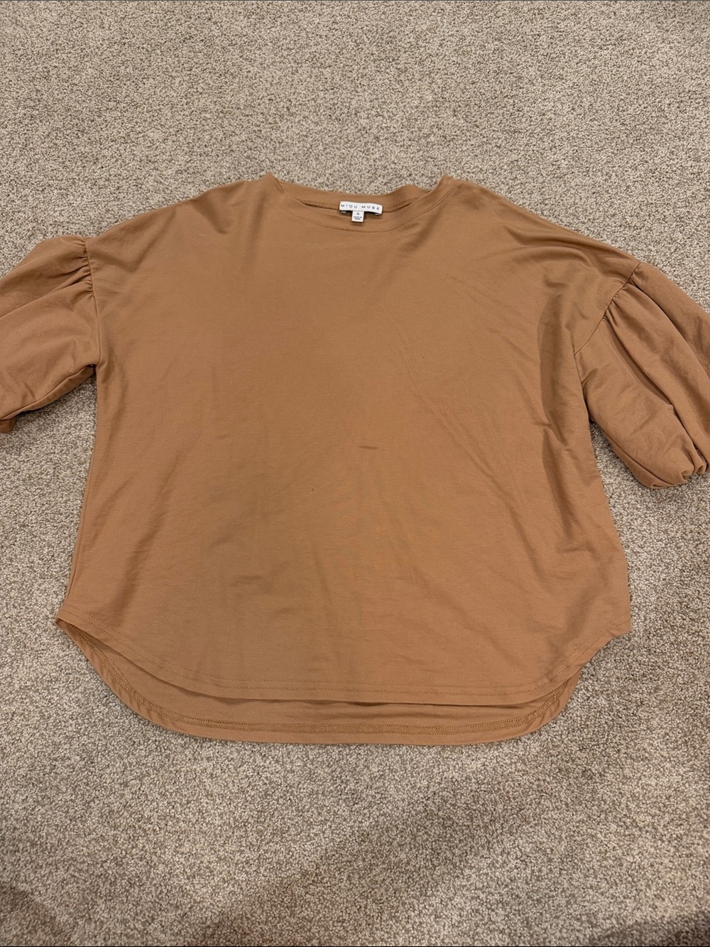 Relaxed Puff-Sleeve Tee in Terra cotta color